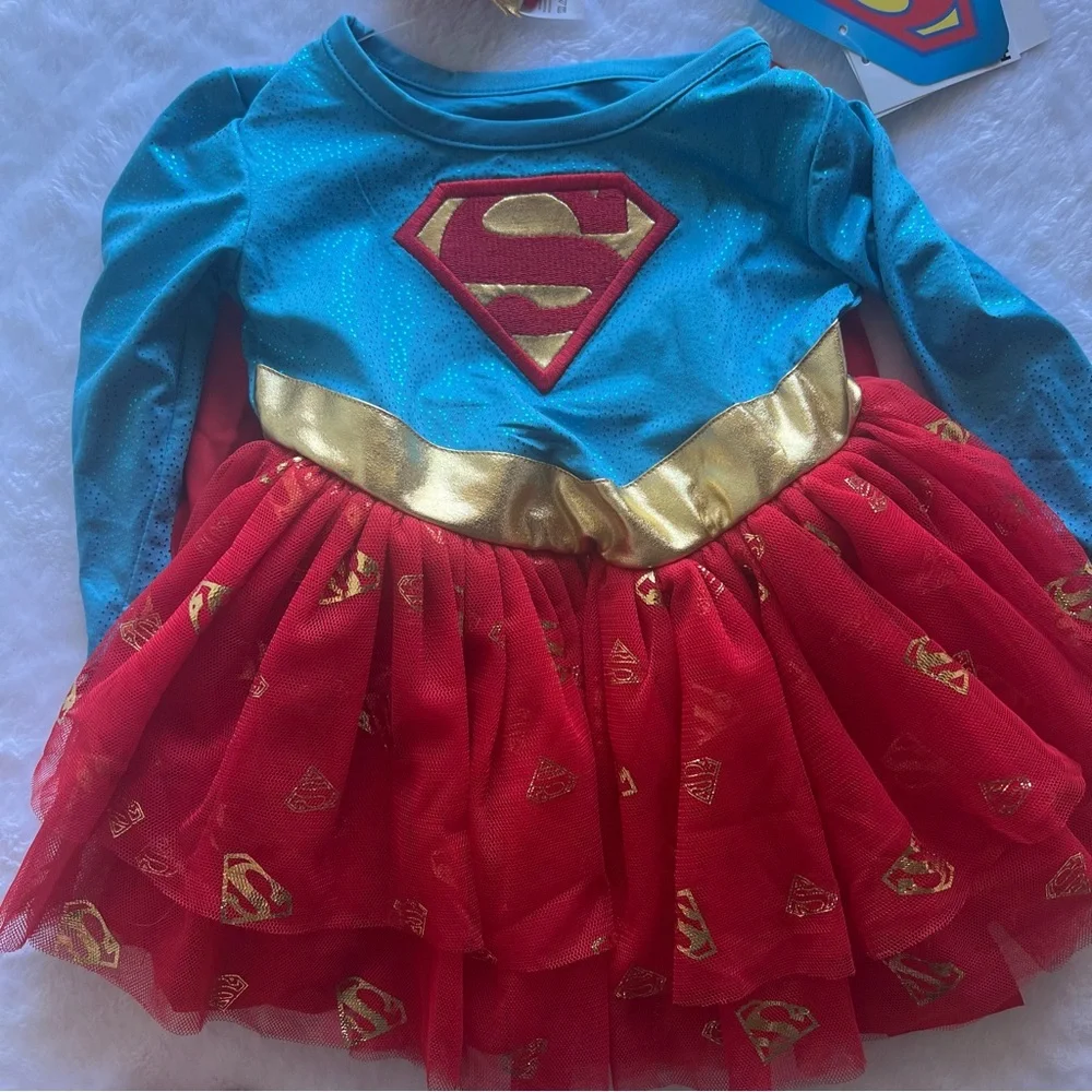 Superman Kids Costume dress NWT 12 months girls with headband and removable cape